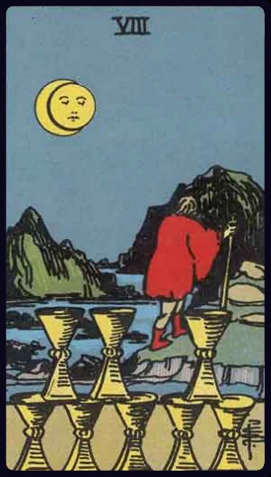 Eight of Cups, from the 1909 Rider-Waite-Smith tarot