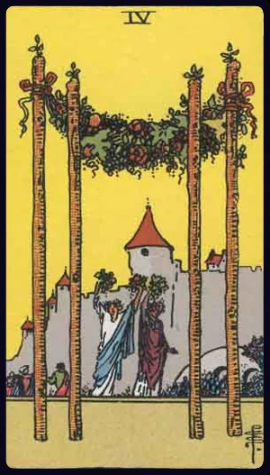 Four of Wands, from the 1909 Rider-Waite-Smith tarot