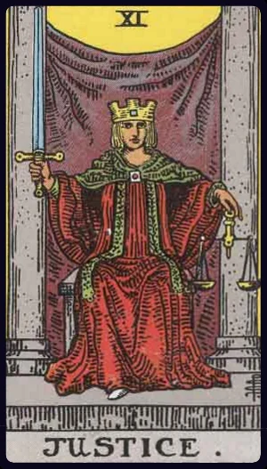 Justice, from the 1909 Rider-Waite-Smith tarot