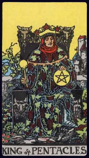 King of Pentacles, from the 1909 Rider-Waite-Smith tarot