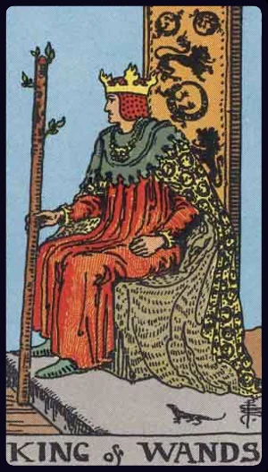 King of Wands, from the 1909 Rider-Waite-Smith tarot