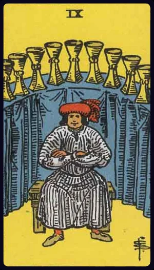 Nine of Cups, from the 1909 Rider-Waite-Smith tarot