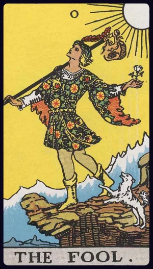 The Fool, from the 1909 Rider-Waite-Smith tarot