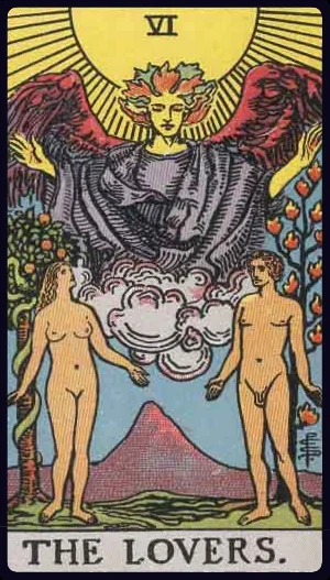 The Lovers, from the 1909 Rider-Waite-Smith tarot