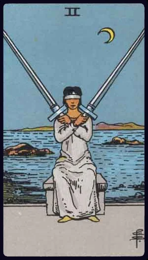 Two of Swords, from the 1909 Rider-Waite-Smith tarot